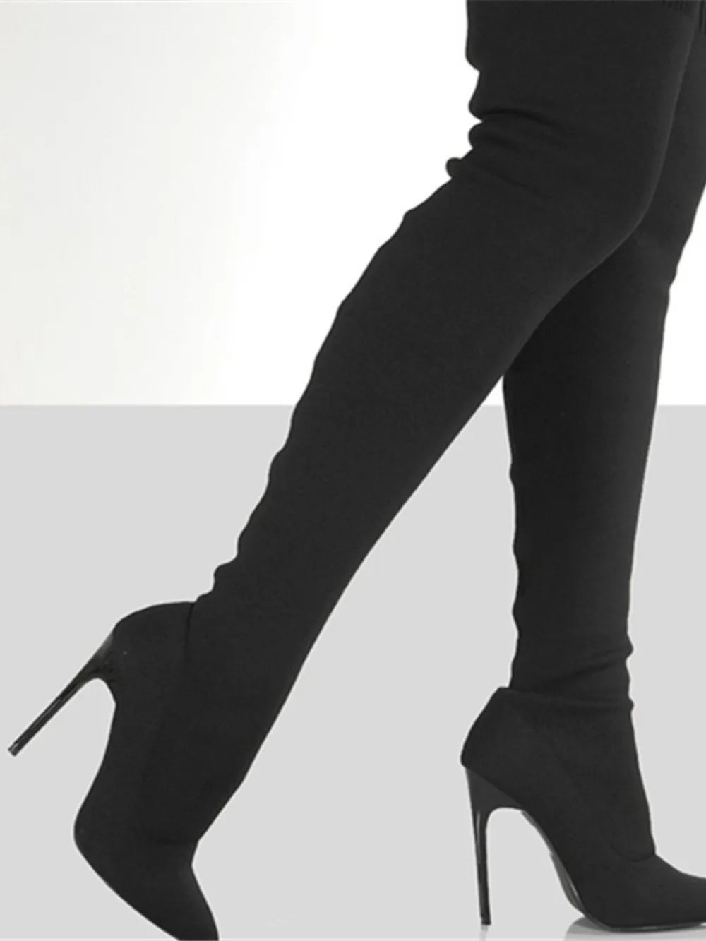 Rain Marino — Point Toe Over Knee Stiletto Boots Fashion Footwear, alternate view 6