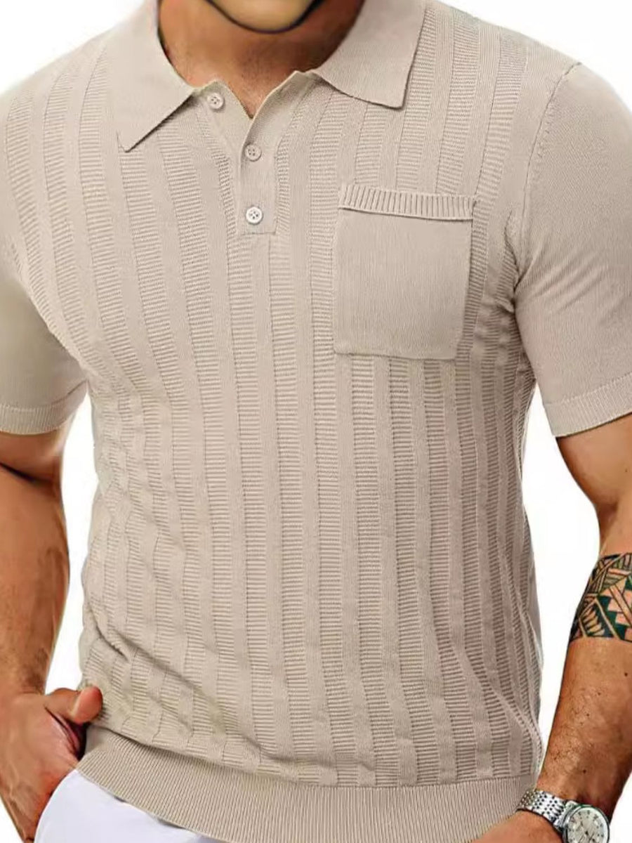 Men's Full Size Textured Short Sleeve Polo Plus Size - Opulent Empire