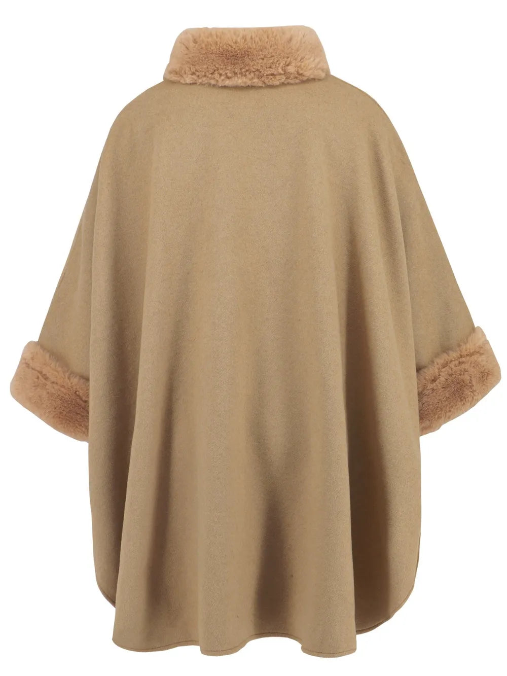 Quinn Versailles — Fuzzy Trim Long Sleeve Poncho, alternate view 6
