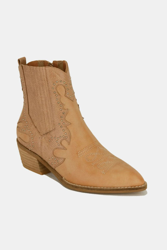 Beast Fashion Studded Detail Point Toe Boots - Opulent Empire