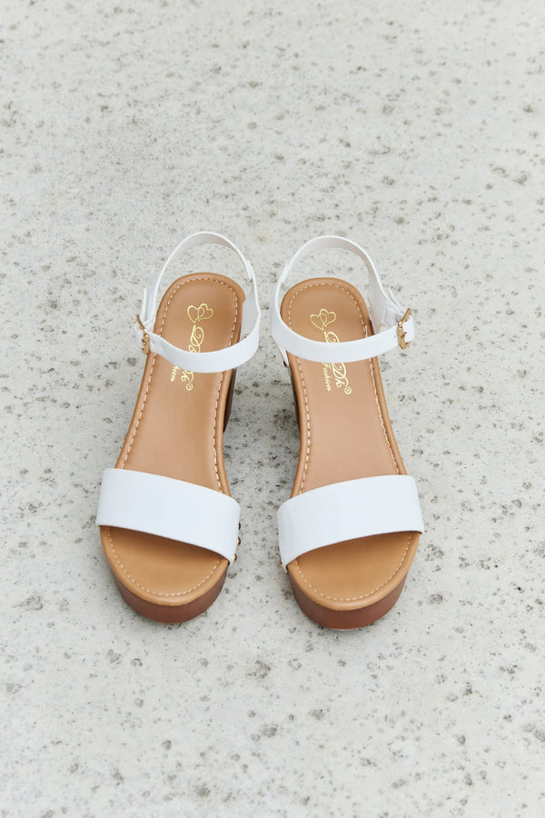 DDK Time After Time Wooden Platform Strap Heels - Opulent Empire