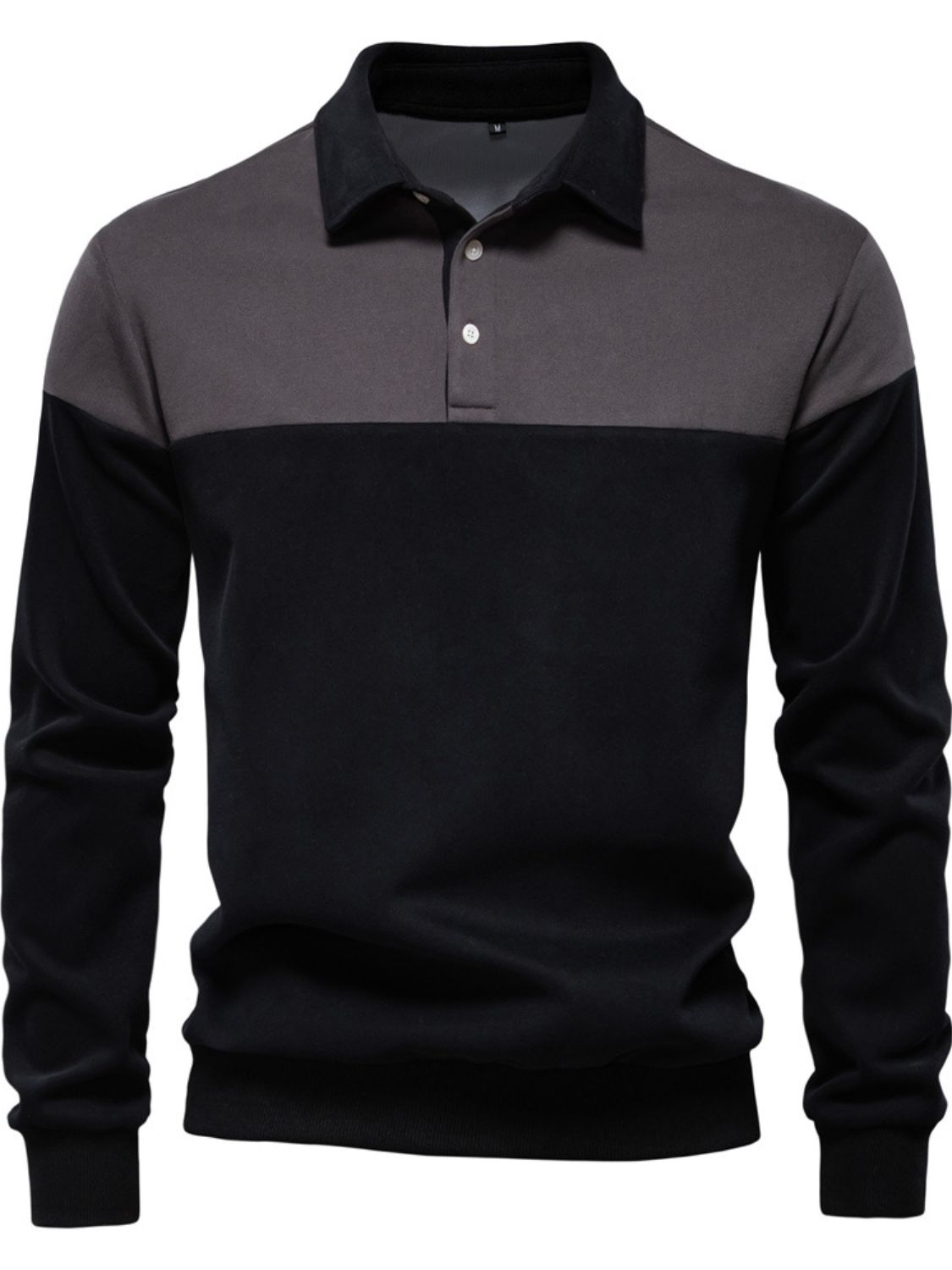 Silas — Men's Collared Neck Contrast Long Sleeve Polo, alternate view 9