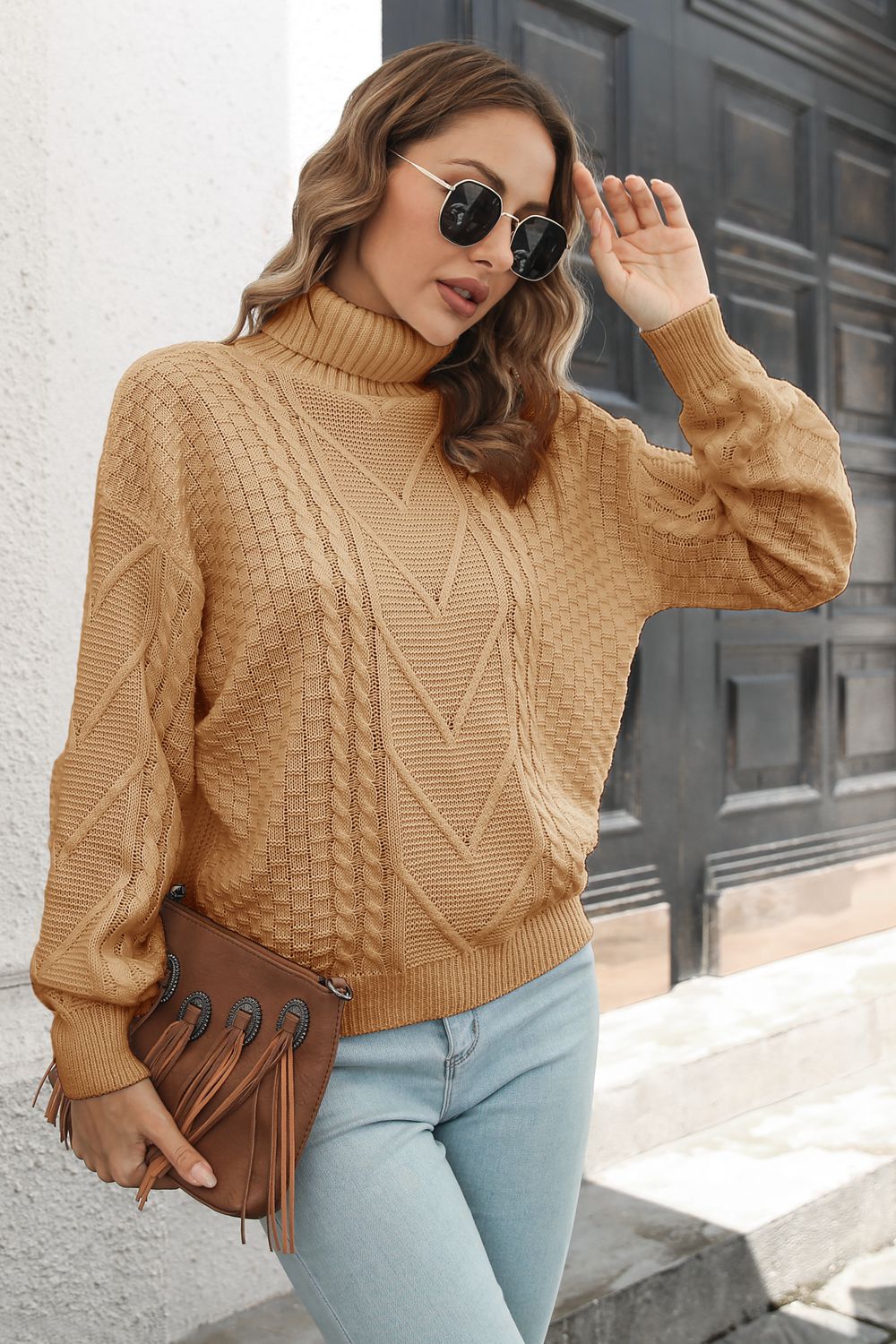 Darcy Moreau — Cable-Knit Turtleneck Sweater, alternate view 8