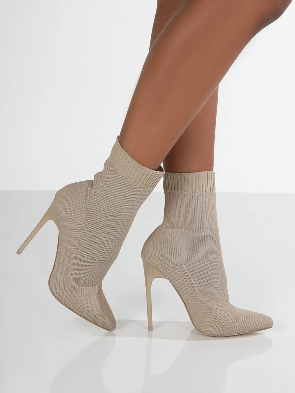 Wren Fiorenza — Mesh Point Toe Stiletto Boots Fashion Footwear, alternate view 6