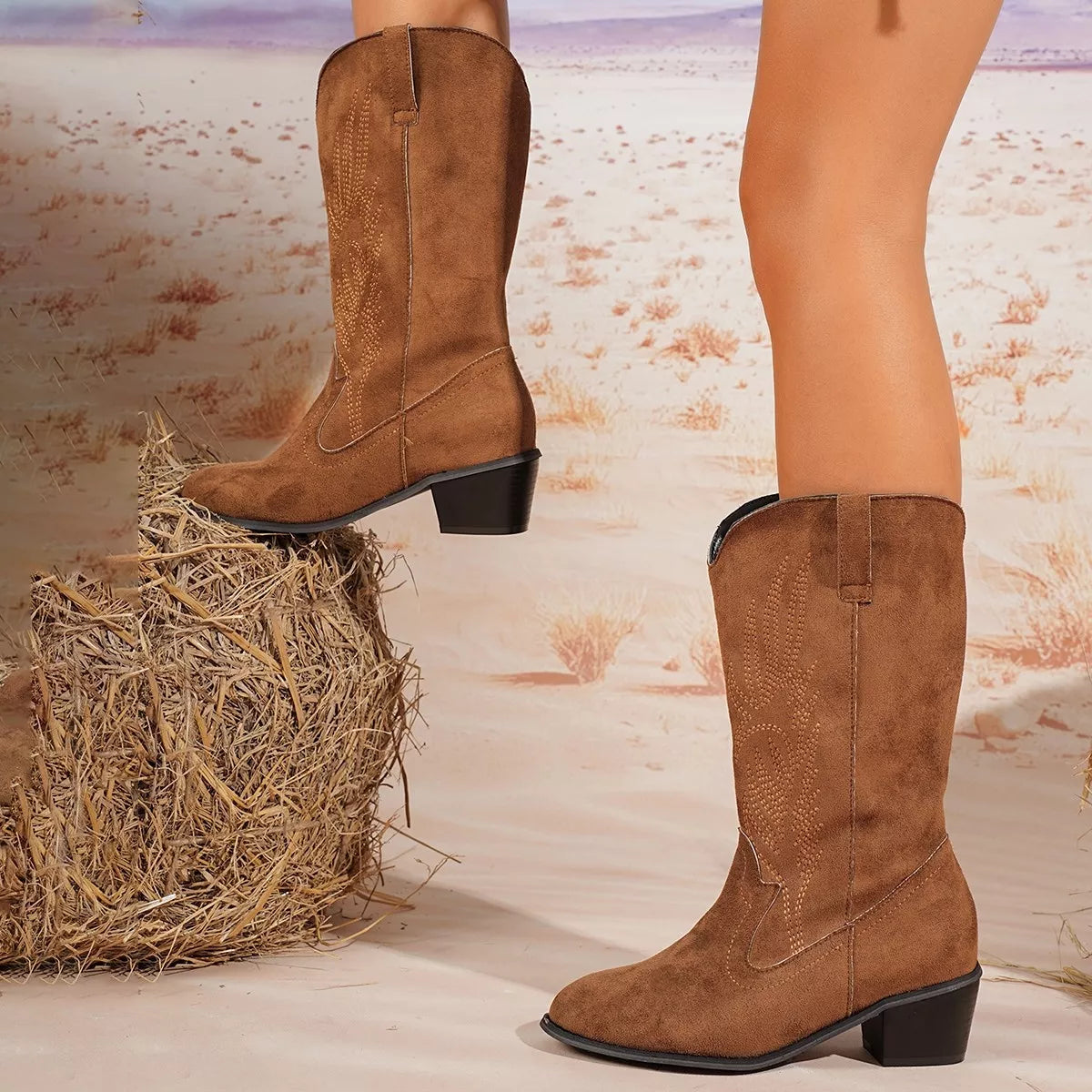 Ciel Sorrento — Point Toe Block Heels Boots Fashion Footwear, alternate view 9