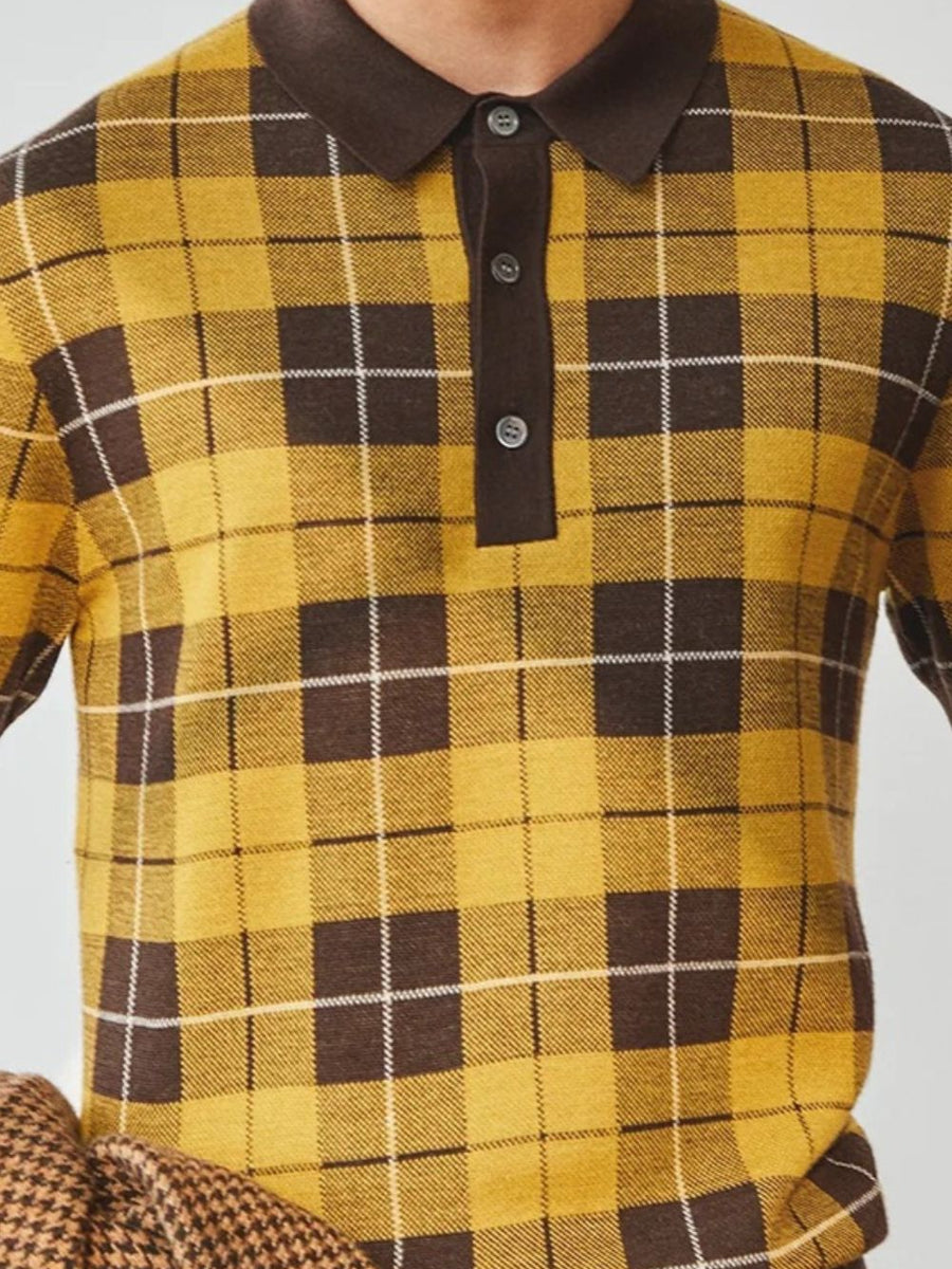 Men's Plus Size Plaid Short Sleeve Polo - Opulent Empire