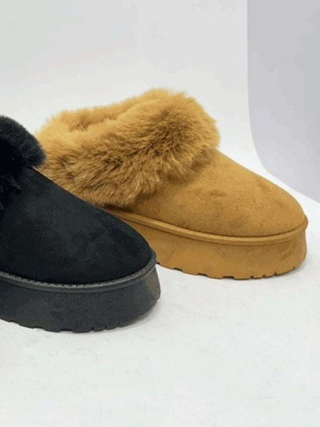 WILD DIVA Faux-Fur Platform Slip On Booties - Opulent Empire