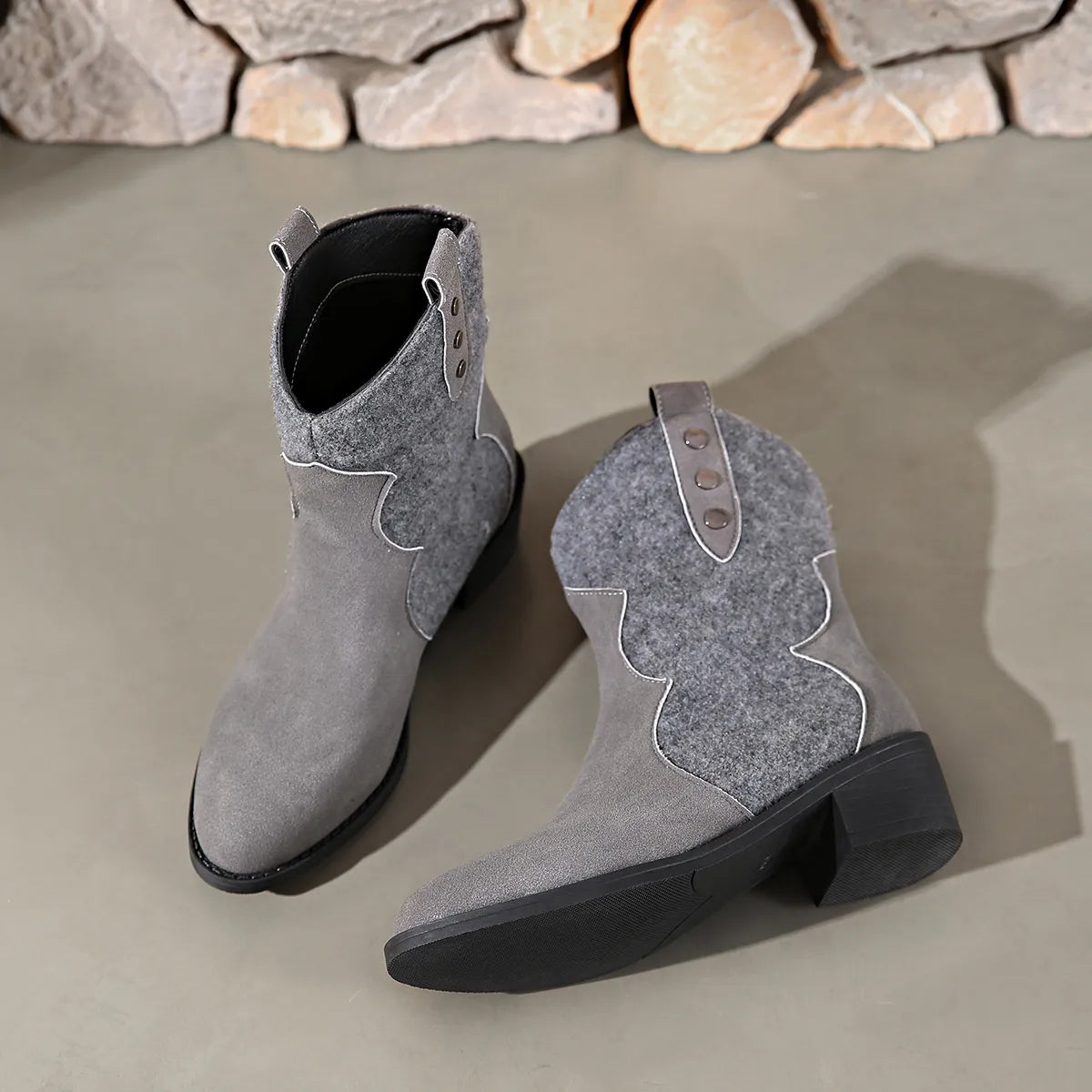 Bellamy Saint-Clair — Round Toe Block Heels Boots Fashion Footwear, alternate view 12