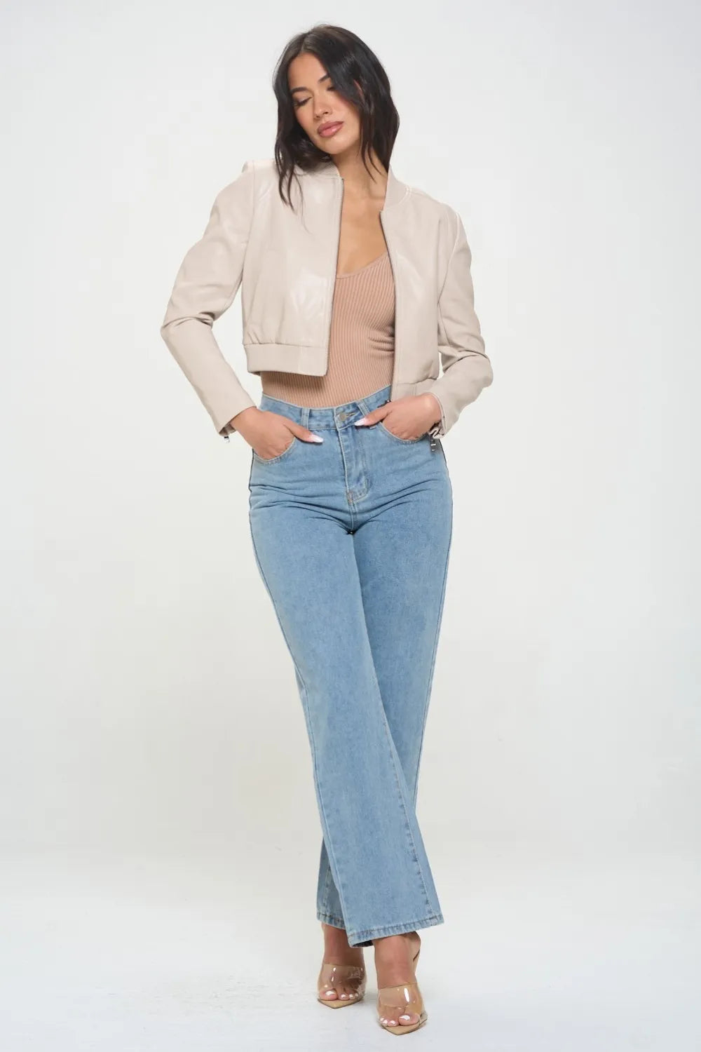 Emery Saint-Clair — Coalition LA Zip Up Cropped Bomber Jacket, alternate view 4