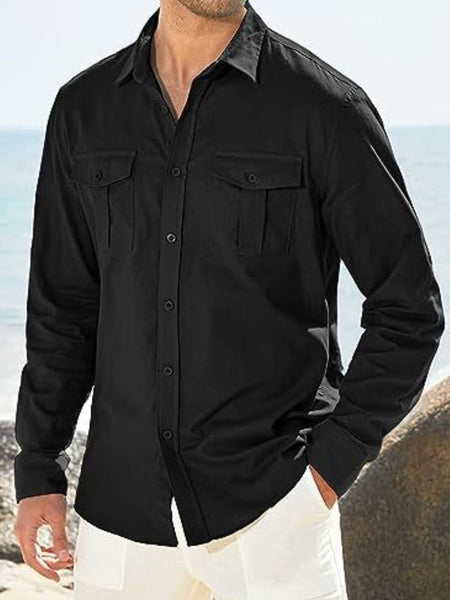 Men's Plus Size Button Down Collared Neck Long Sleeve Shirt - Opulent Empire