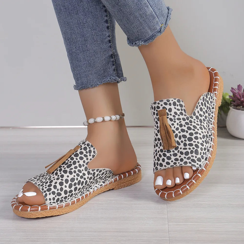 Cove Fiorenza — Fringe Leopard Open Toe Sandals Fashion Footwear, alternate view 5