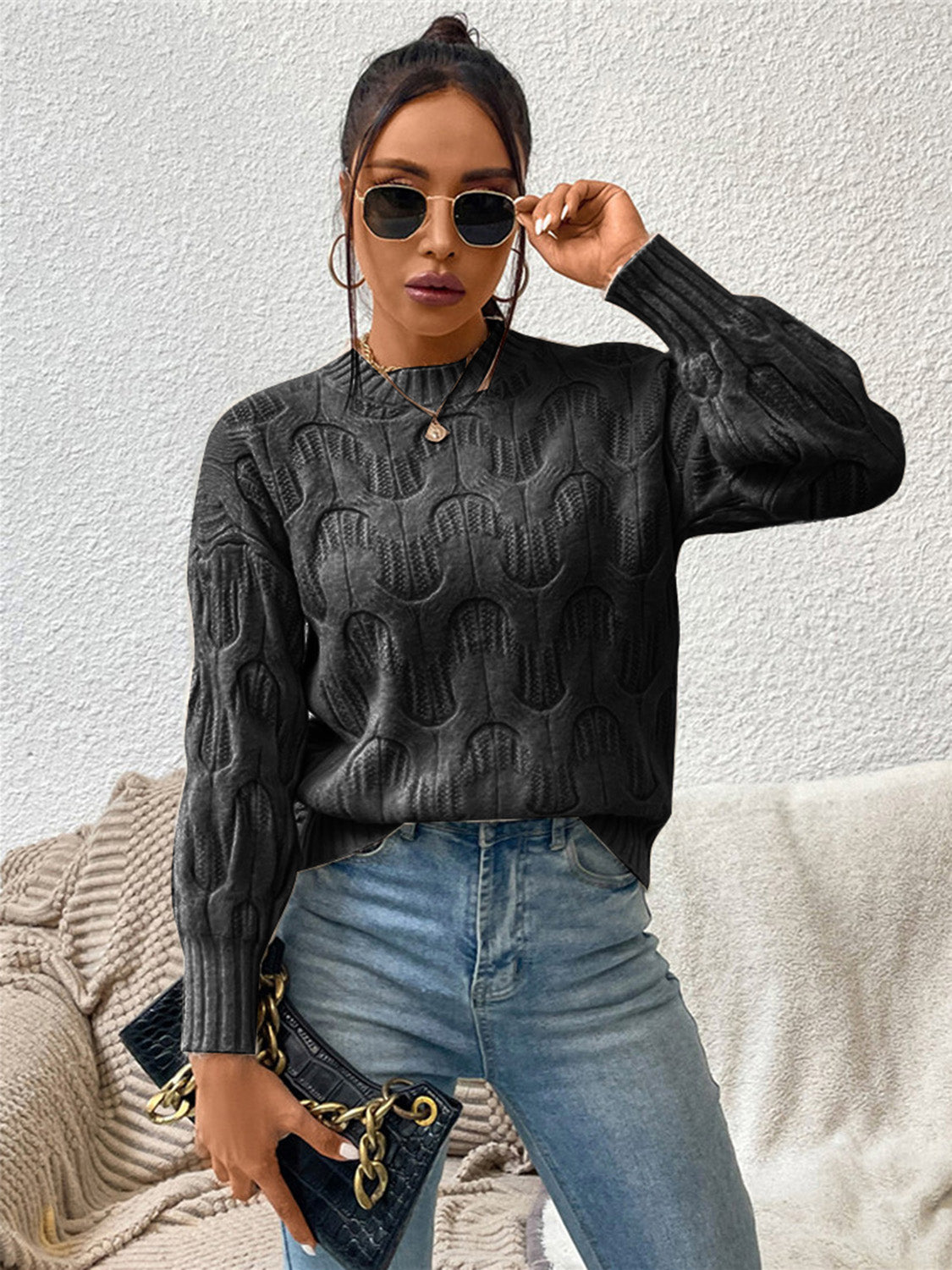 Monroe Delacroix — Round Neck Long Sleeve Sweater, alternate view 9
