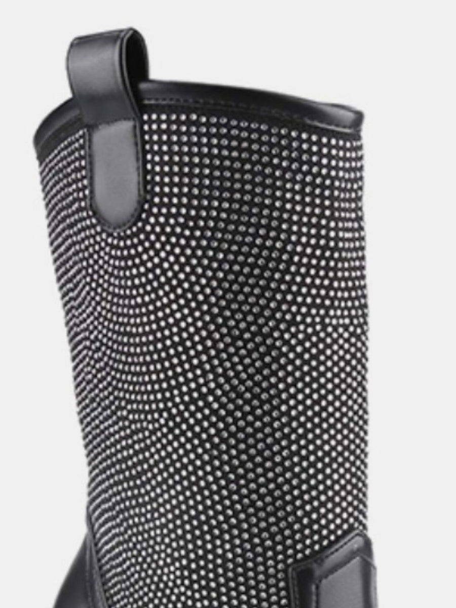 Weeboo Chunky Heel Rhinestone Western Cowboy Boots - Opulent Empire