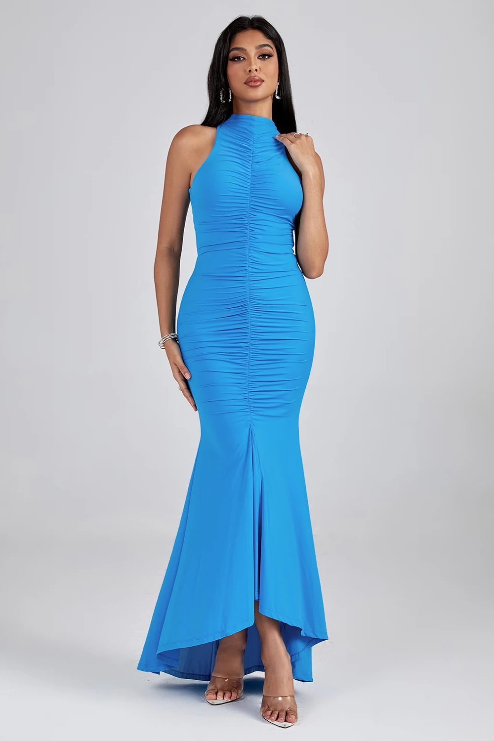 Bellamy — Ruched Maxi Bodycon Turtleneck Dress, alternate view 7