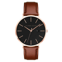 Alfred Sung Metropolitan Date Black Dial Brown Leather strap watch — Metropolitan Date Black Dial Brown…