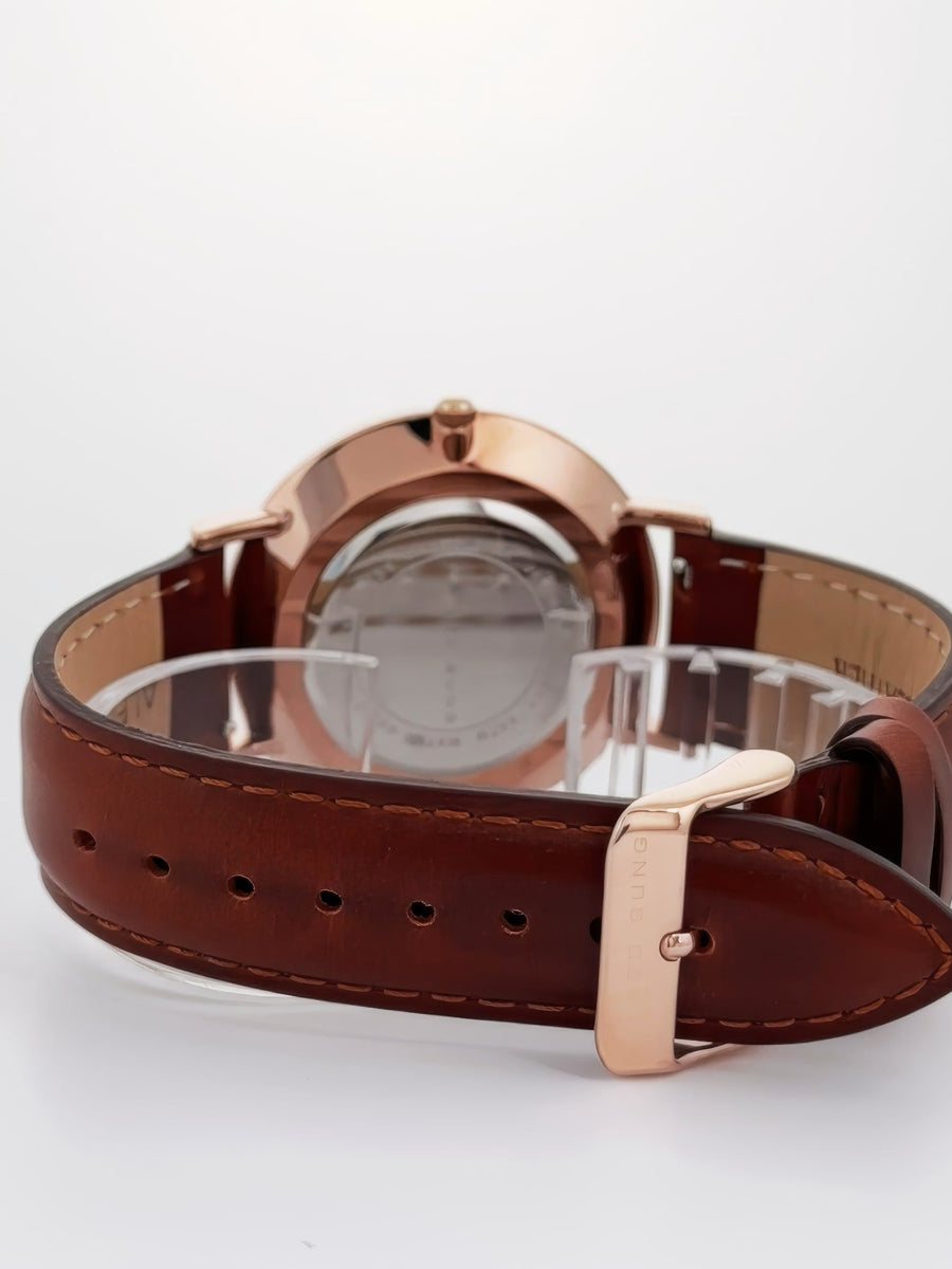 Alfred Sung Metropolitan Date Black Dial Brown Leather strap watch