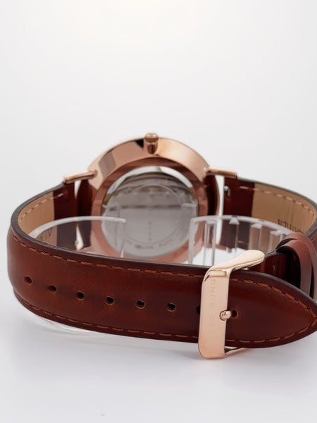 Alfred Sung Metropolitan Date Black Dial Brown Leather strap watch