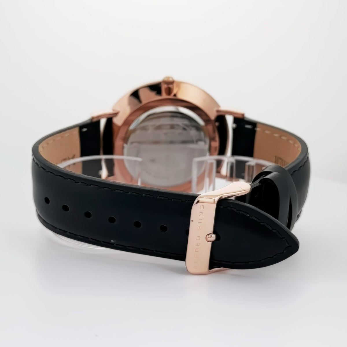 Alfred Sung Metropolitan Date Black Dial Black Leather strap watch — Metropolitan Date Black Dial Black…, alternate view 3
