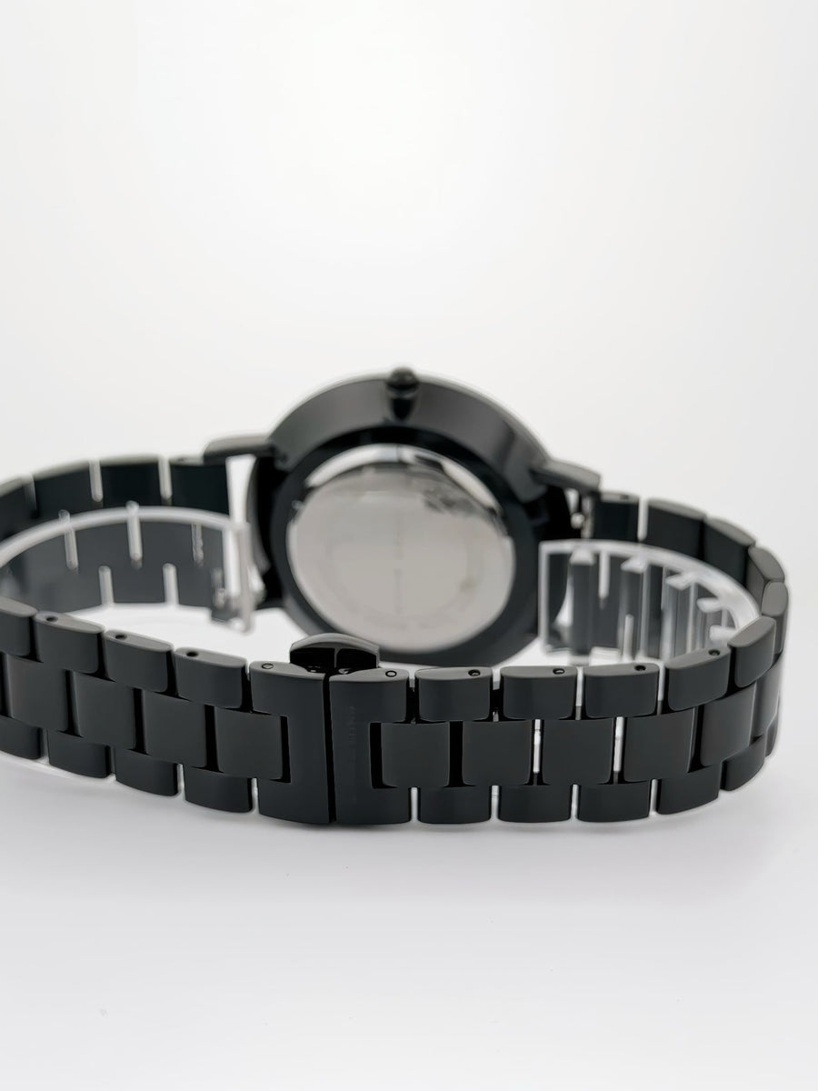 Alfred Sung Metropolitan Date Rosegold Accents Black Bracelet watch