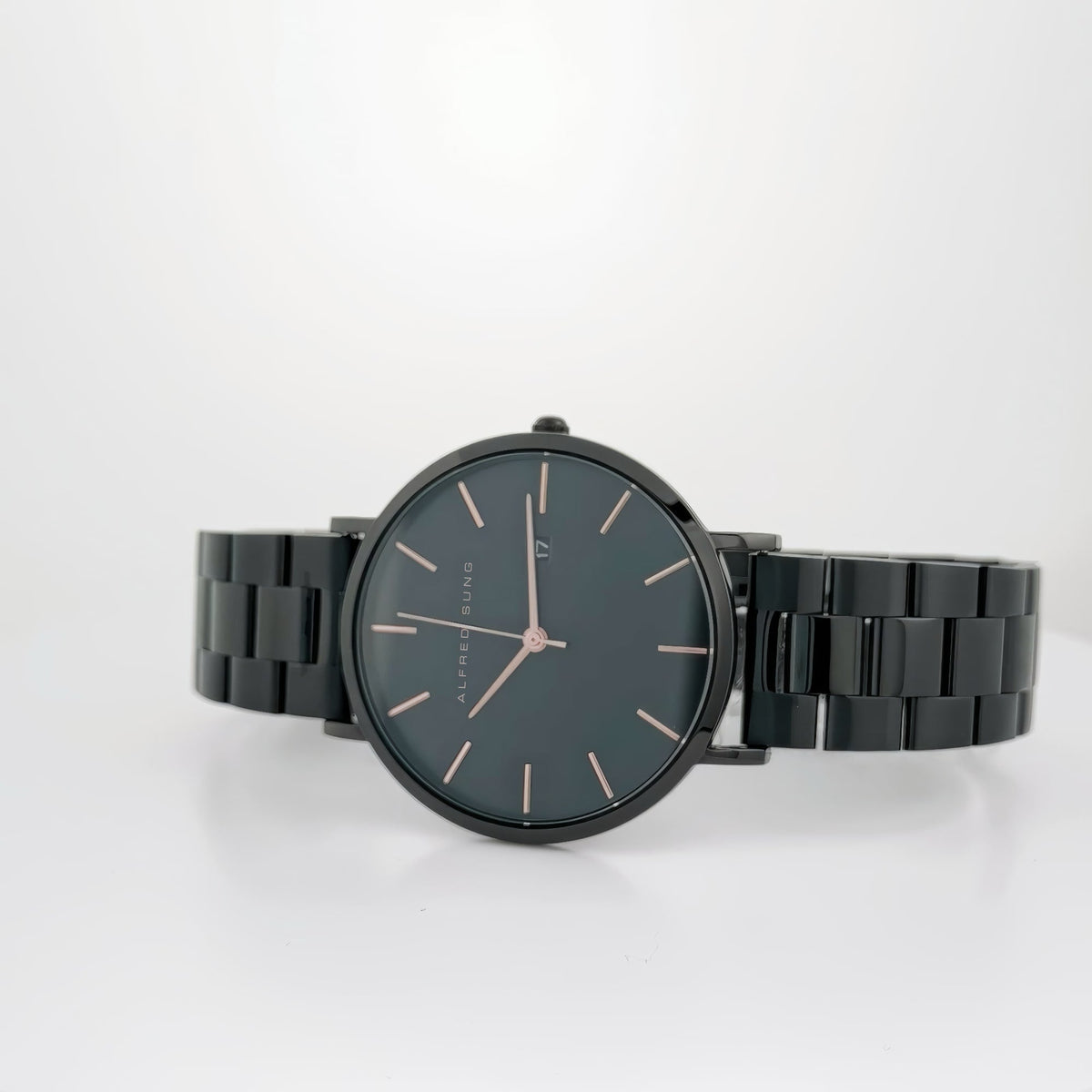 Alfred Sung Metropolitan Date Rosegold Accents Black Bracelet watch — Metropolitan Date Rosegold Accents Black…, alternate…