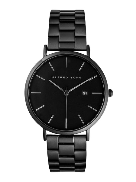 Alfred Sung Metropolitan Date Black Dial & Bracelet Stainless Steel watch