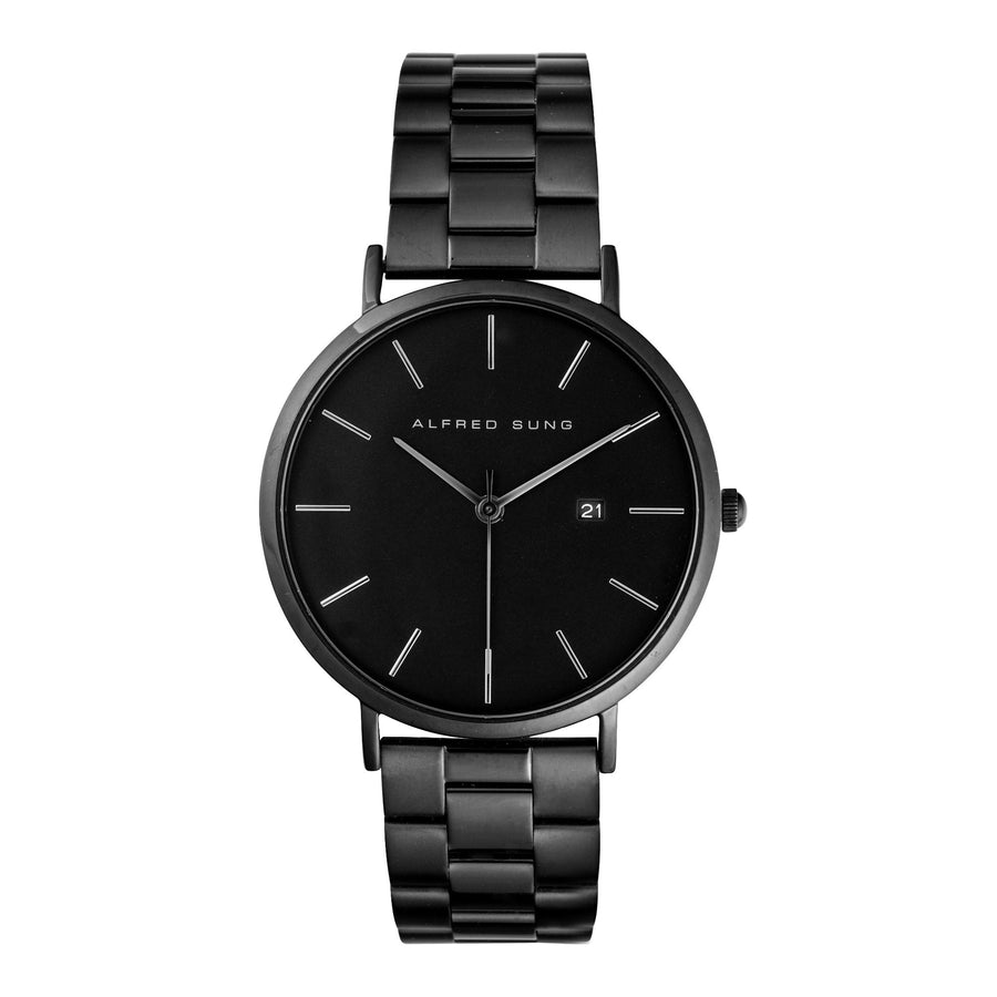 Alfred Sung Metropolitan Date Black Dial & Bracelet Stainless Steel watch — Metropolitan Date Black Dial &…