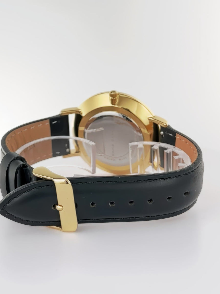 Alfred Sung Metropolitan Date Green Dial Black Leather Strap watch