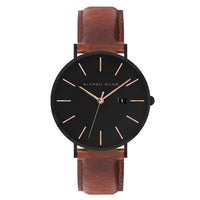 Alfred Sung Metropolitan Date Black Dial & Case Leather strap watch — Metropolitan Date Black Dial & Case…