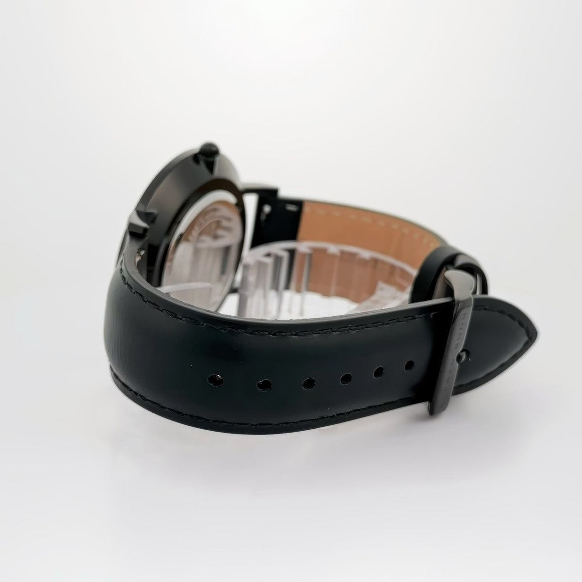 Alfred Sung Metropolitan Date Blue Dial Silver Case Black Leather strap watch — Metropolitan Date Blue Dial…, alternate…
