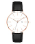 Alfred Sung Metropolitan Date White Dial Rosegold Case Black Leather Strap watch