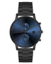 Alfred Sung Dual Time with Date Blue Dial Black Bracelet watch