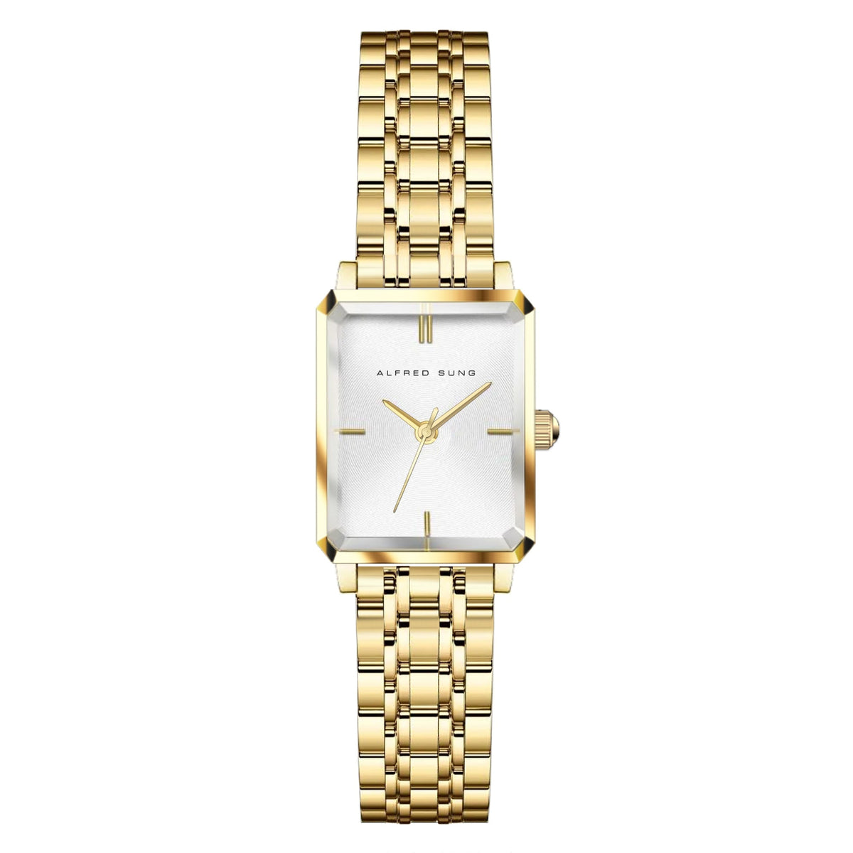 Alfred Sung Octavia XS Sunray White Dial Gold Bracelet Ladies watch — Octavia XS Sunray White Dial Gold…