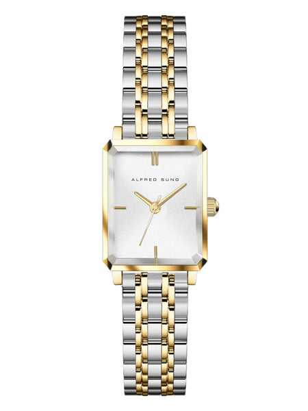 Alfred Sung Octavia XS Silver Sunray Dial Two-Tone Bracelet Ladies watch