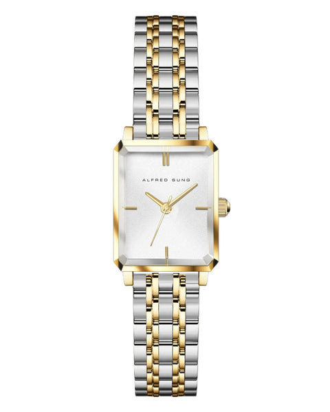 Alfred Sung Octavia XS Silver Sunray Dial Two-Tone Bracelet Ladies watch
