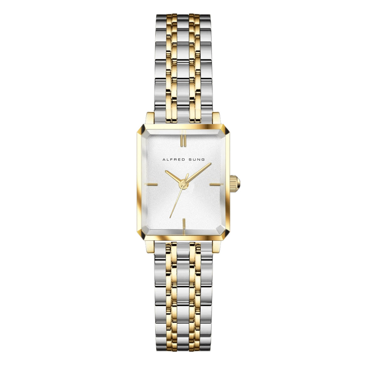 Alfred Sung Octavia XS Silver Sunray Dial Two-Tone Bracelet Ladies watch — Octavia XS Silver Sunray Dial…