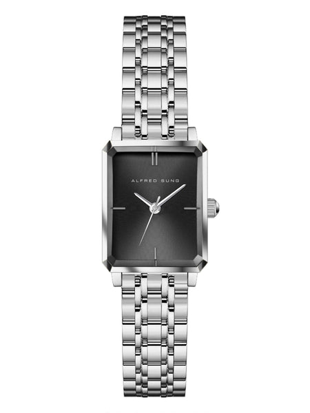 Alfred Sung Octavia XS Black Dial Silver Bracelet Ladies watch