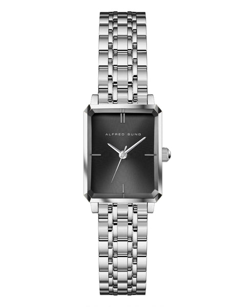 Alfred Sung Octavia XS Black Dial Silver Bracelet Ladies watch