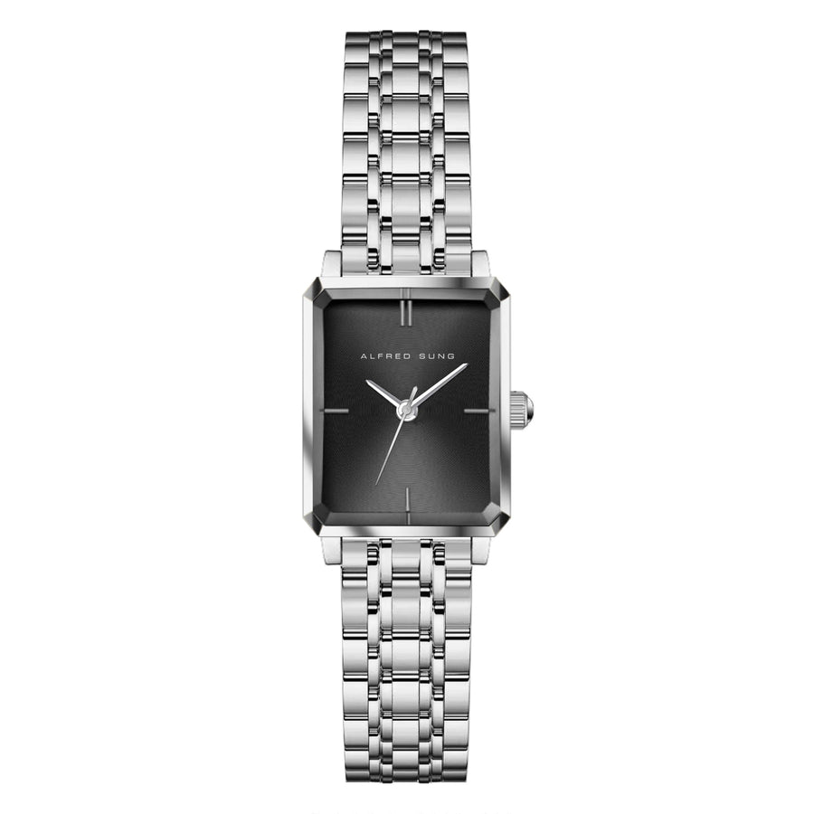 Alfred Sung Octavia XS Black Dial Silver Bracelet Ladies watch — Octavia XS Black Dial Silver Bracelet Ladies…