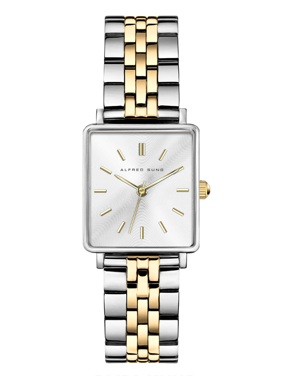 Alfred Sung Harmony Sunray dial Silver-Gold Stainless Steel Bracelet Ladies watch