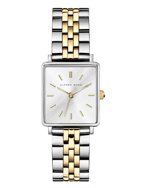Alfred Sung Harmony Sunray dial Silver-Gold Stainless Steel Bracelet Ladies watch