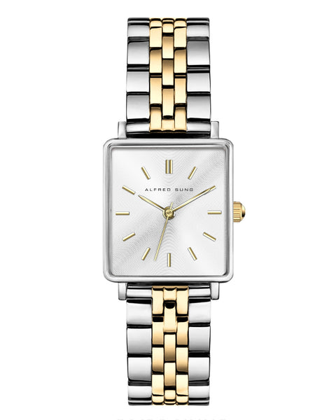 Alfred Sung Harmony Sunray dial Silver-Gold Stainless Steel Bracelet Ladies watch