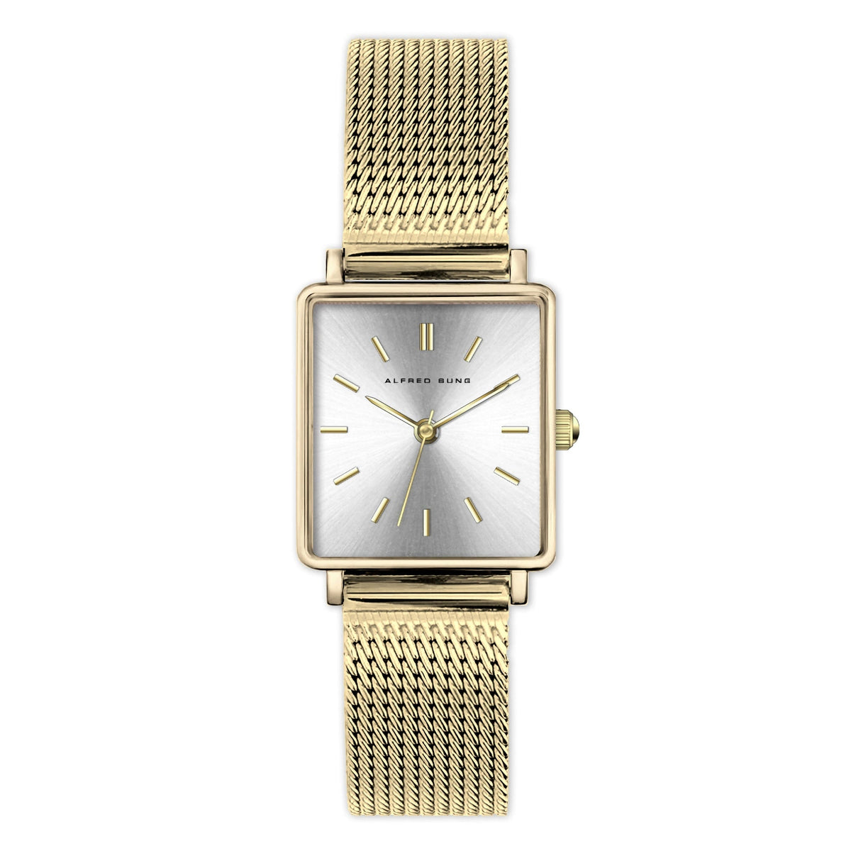 Alfred Sung Harmony Sunray Silver dial Gold Mesh band Ladies watch — Harmony Sunray Silver dial Gold Mesh band…