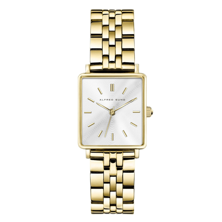 Alfred Sung Harmony Sunray Silver dial Gold Stainless Steel Bracelet Ladies watch — Harmony Sunray Silver dial…