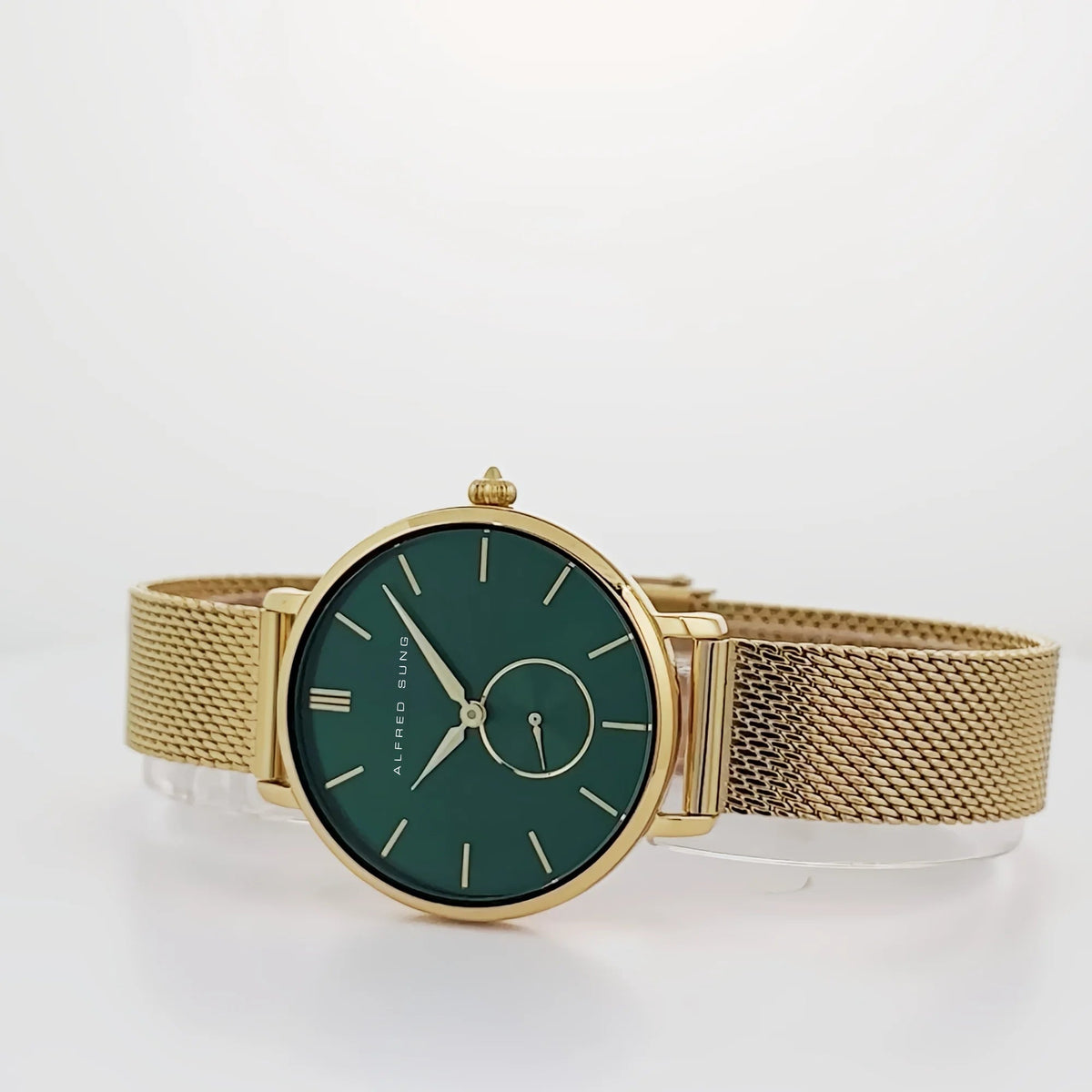 Alfred Sung Serenity Green Dial Gold Bracelet Ladies watch — Serenity Green Dial Gold Bracelet Ladies watch, alternate view 2