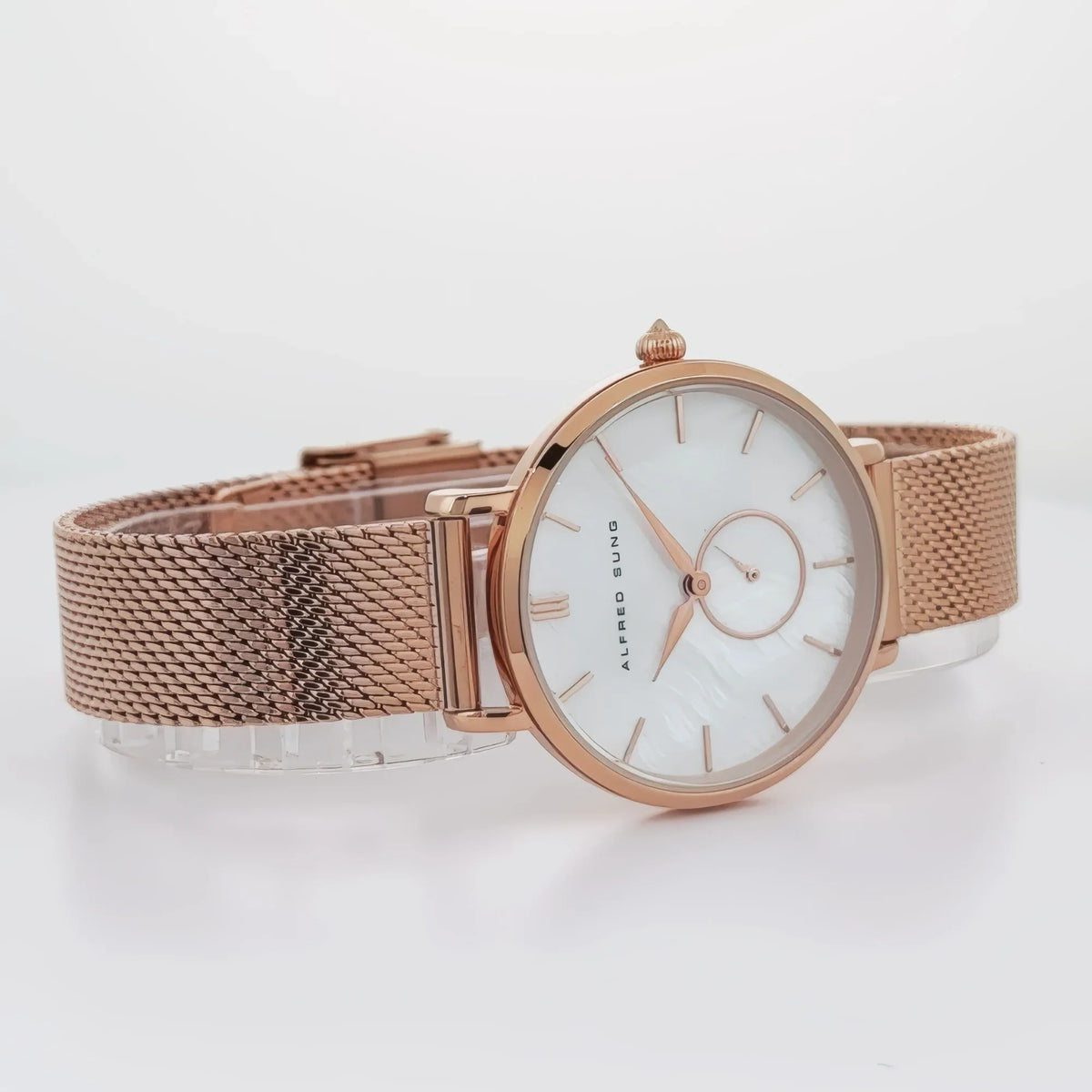 Alfred Sung Serenity Mother of Pearl White Dial Rosegold Bracelet Ladies watch — Serenity Mother of Pearl…, alternate view 2