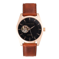 Alfred Sung Automatic Black Dial Brown Leather Strap Men's watch — Automatic Black Dial Brown Leather Strap…