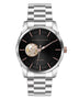 Alfred Sung Automatic Black Dial Silver Bracelet Men's watch