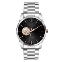 Alfred Sung Automatic Black Dial Silver Bracelet Men's watch — Automatic Black Dial Silver Bracelet Men's watch