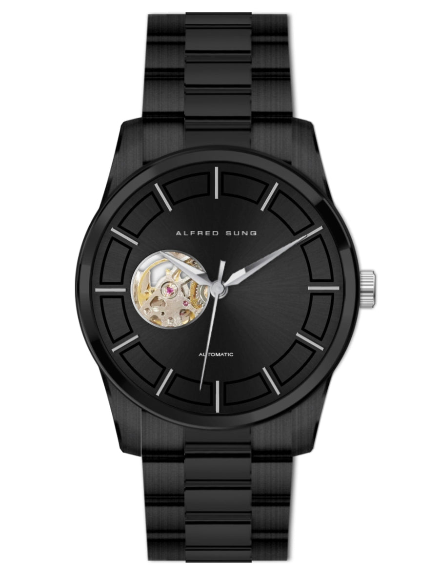 Alfred Sung Automatic Black Bracelet Men's watch