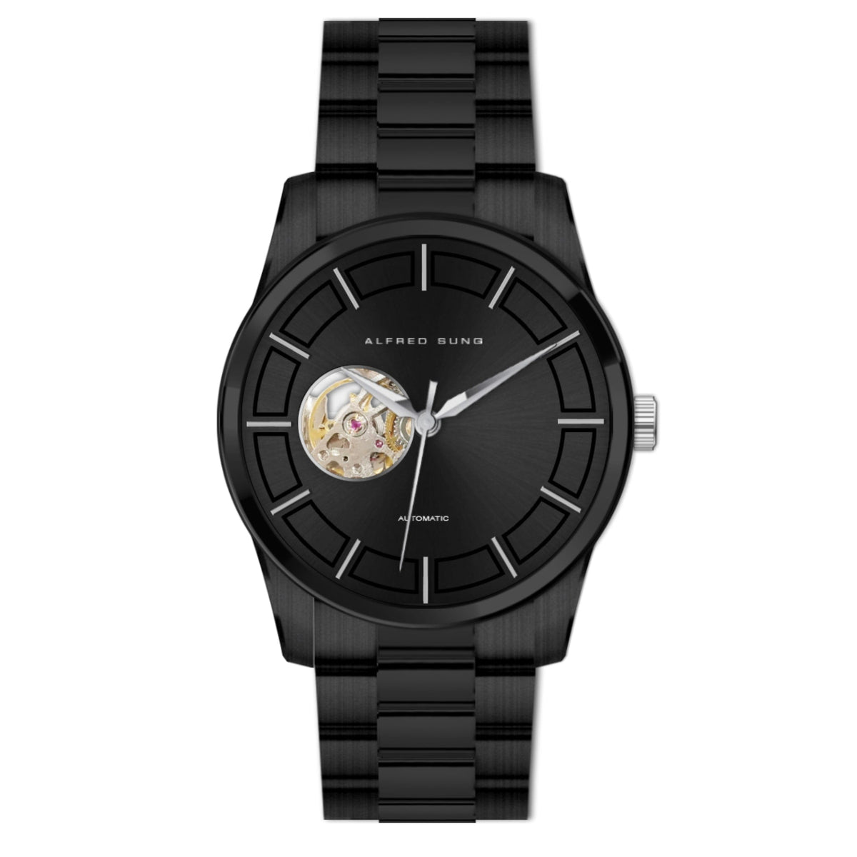 Alfred Sung Automatic Black Bracelet Men's watch — Automatic Black Bracelet Men's watch